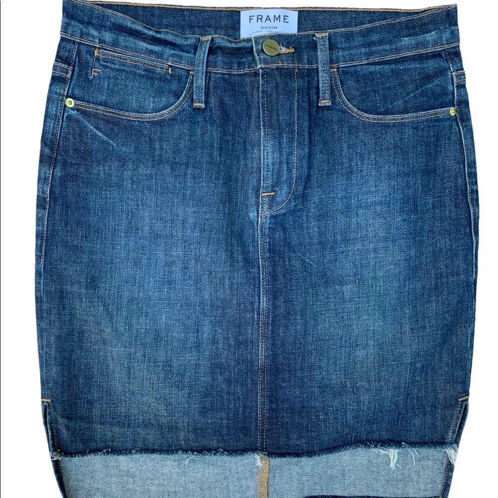 Frame Denim Raw Edge Stagger Hem Mini Skirt
